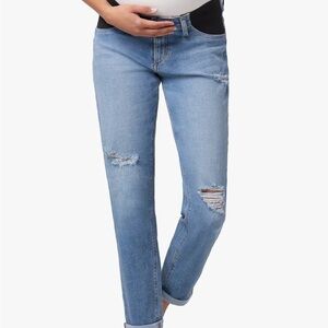 Joe's Jeans Blue Boyfriend Maternity Distressed Denim